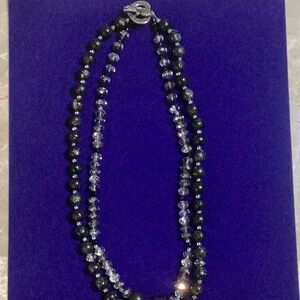 Brighton Double Strand Black and Crystal Necklace
